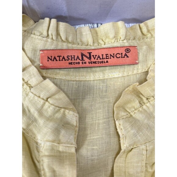 Made in Italy Tunic Top 100% LINEN Ruffle Accent Lagenlook Minimalist Large - Picture 8 of 11